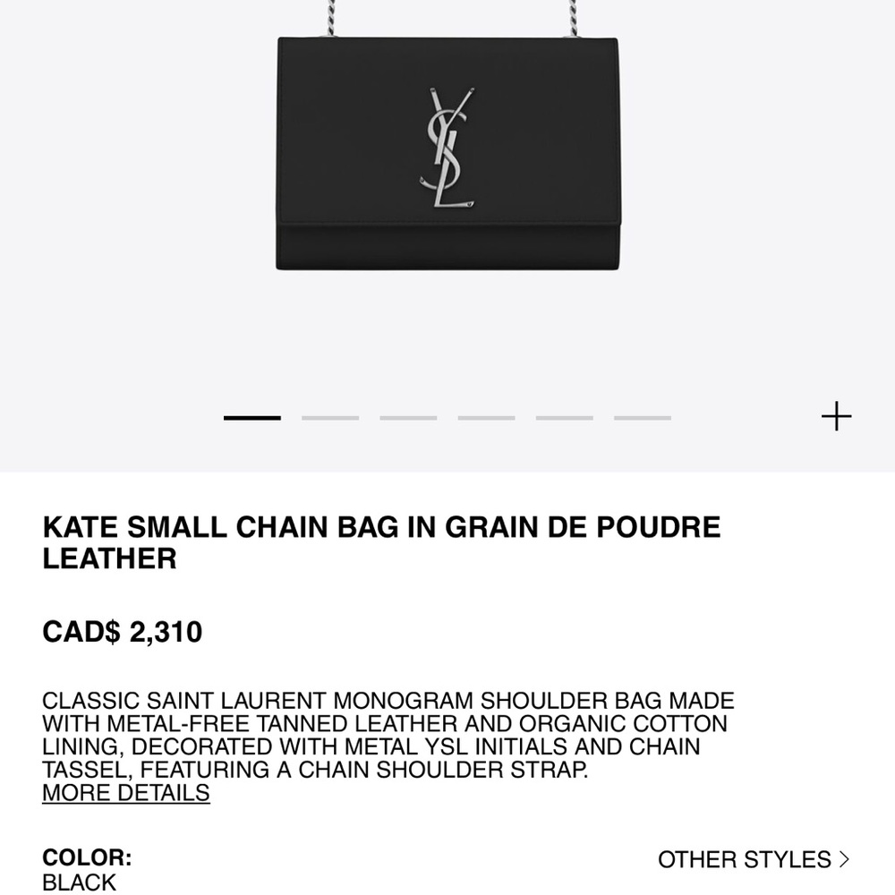 YSL KATE SMALL CHAIN BAG IN GRAIN DE POUDRE LEATHER authentic
